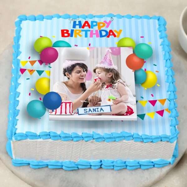 Birthday Square Shape Photo Cake